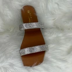 PASH BOUTIQUE Silver Double Strap Sandals Shoes