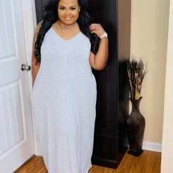 PASH BOUTIQUE Heather Grey Plus Maxi Dress