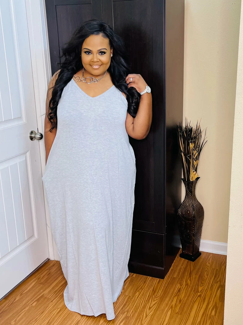 PASH BOUTIQUE Heather Grey Plus Maxi Dress