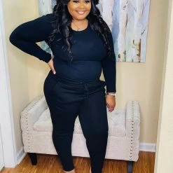 PASH BOUTIQUE Black 2pc Jogger Set