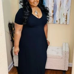 PASH BOUTIQUE Black V-Neck Maxi Dress New Arrivals