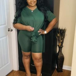 PASH BOUTIQUE Olive V Neck Oversize Top Set