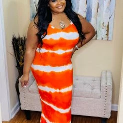 PASH BOUTIQUE Orange Tye-dye Maxi
