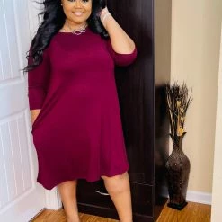 PASH BOUTIQUE Dk Burgundy Flare Dress New Arrivals