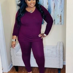 PASH BOUTIQUE Dk Burgundy Long Sleeve Set