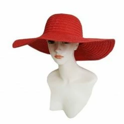 PASH BOUTIQUE Red Floppy Straw Hat