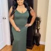 PASH BOUTIQUE New Arrivals Dk Green Plus Fitted Maxi