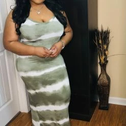 PASH BOUTIQUE Olive Tye-dye Maxi