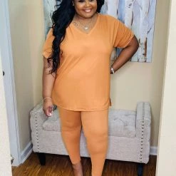 PASH BOUTIQUE Butter Orange Plus Lounge Set New Arrivals
