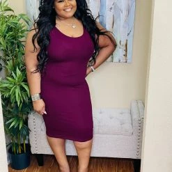 PASH BOUTIQUE New Arrivals Dark Burgundy Midi Dress