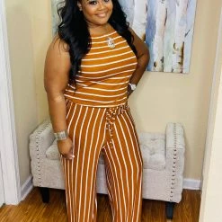 PASH BOUTIQUE New Arrivals Almond/Ivory Sleeveless Plus Jumpsuit