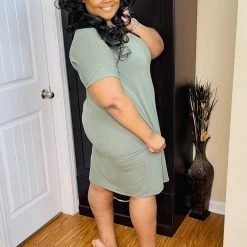 PASH BOUTIQUE Lt. Olive Plus T-Shirt Dress New Arrivals