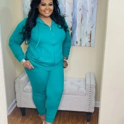 PASH BOUTIQUE K Green Zipper Jogger Set