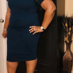 PASH BOUTIQUE New Arrivals Navy Short Sleeve Midi Dress