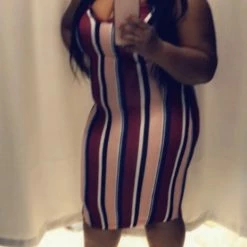 PASH BOUTIQUE Wine Multi Color Striped Clearance