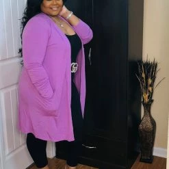 PASH BOUTIQUE Plus Tops/Cardigans/Jackets Dk Mauve Plus Cardigan