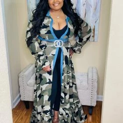 PASH BOUTIQUE New Arrivals Army/Denim Plus Dress