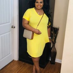 PASH BOUTIQUE Yellow T-shirt Dress
