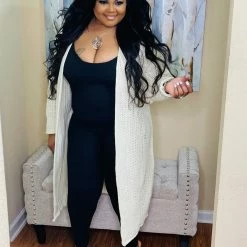 PASH BOUTIQUE Cream Knit Plus Cardigan