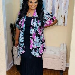 PASH BOUTIQUE Black/Purple Kimono New Arrivals